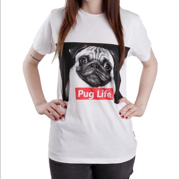 Criminal Damage Pug life white graphic t-shirt  unisex small - Picture 1 of 16